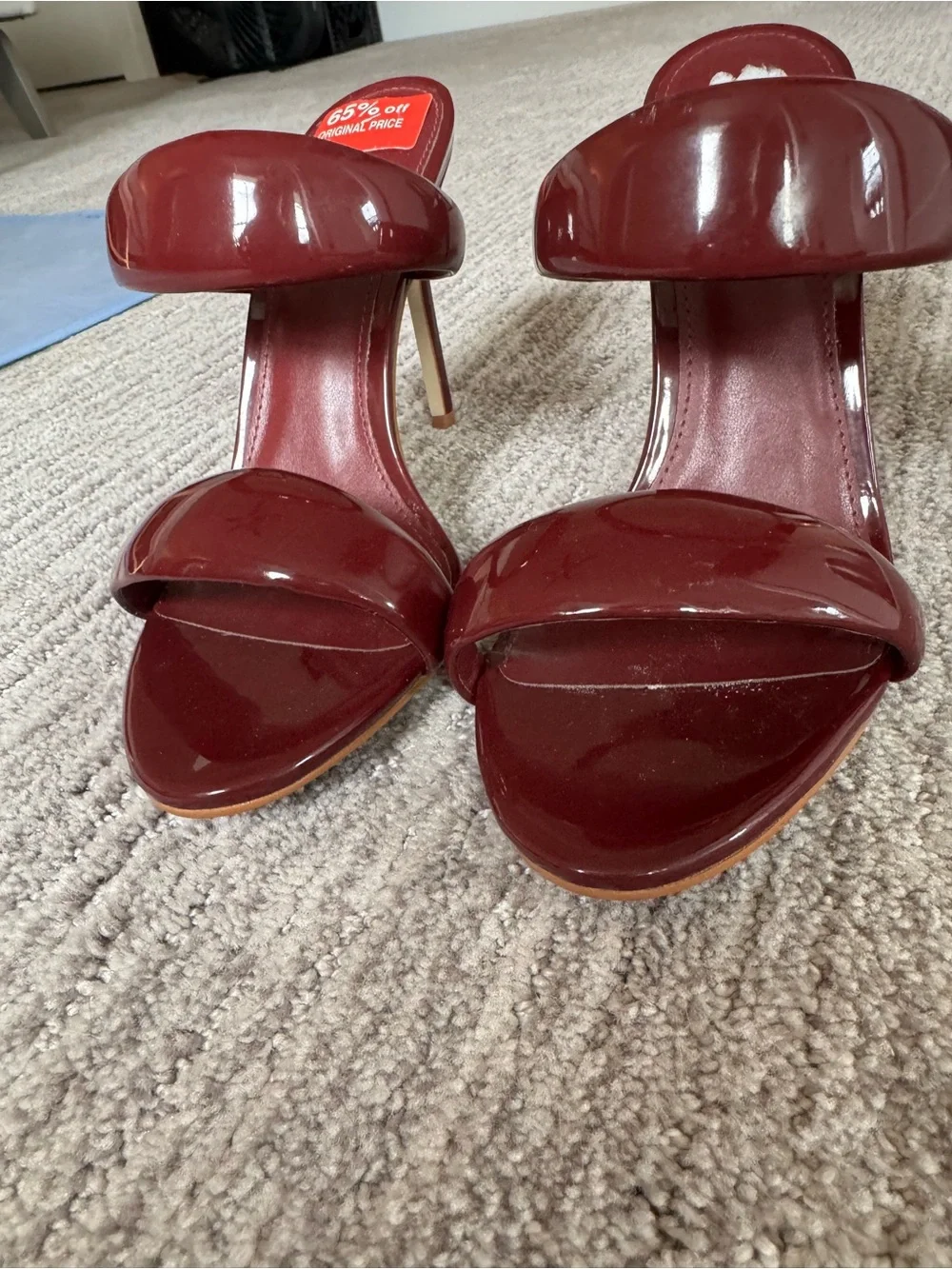 Steve Madden Burgundy Patent Double-Band Stiletto Mules - Picture 3 of 9